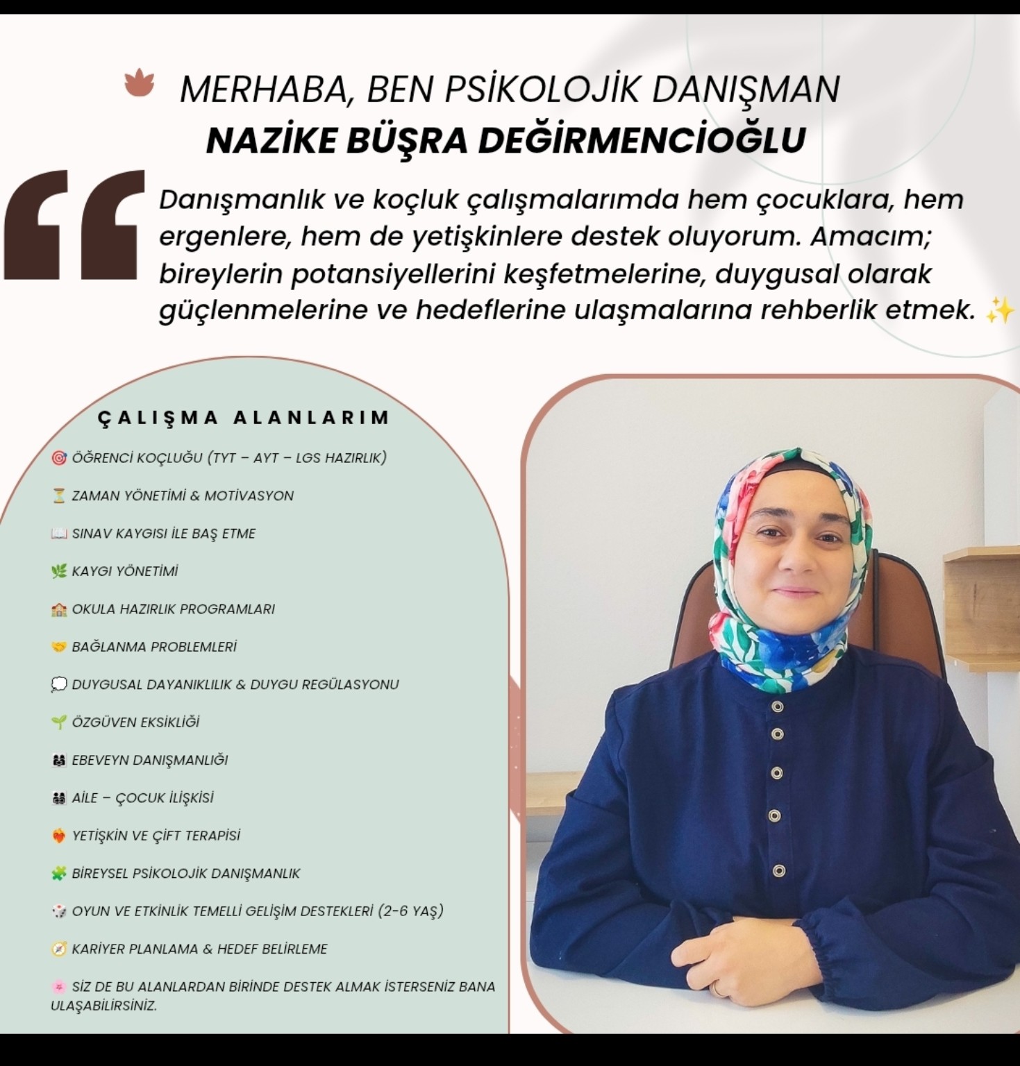 Nazike Büşra Değirmencioğlu çalışma alanları bilgi ekranı