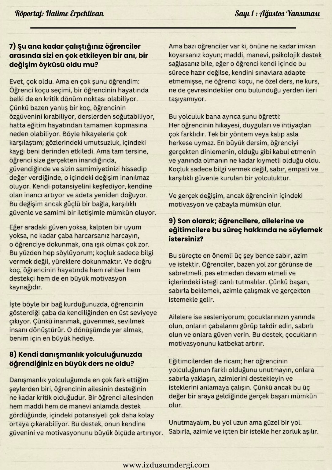 Röportaj dördüncü sayfa